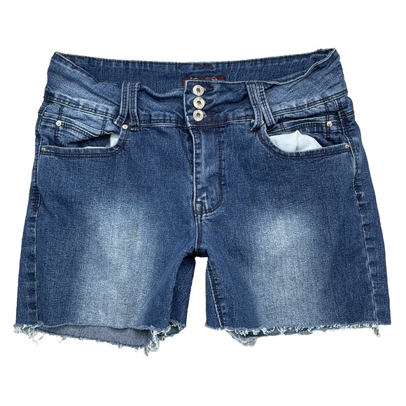 Angels Jean Shorts Women's 30* Raw Hem Y2K Western Rodeo Daisy Cowboy Biker 90's - Picture 1 of 10